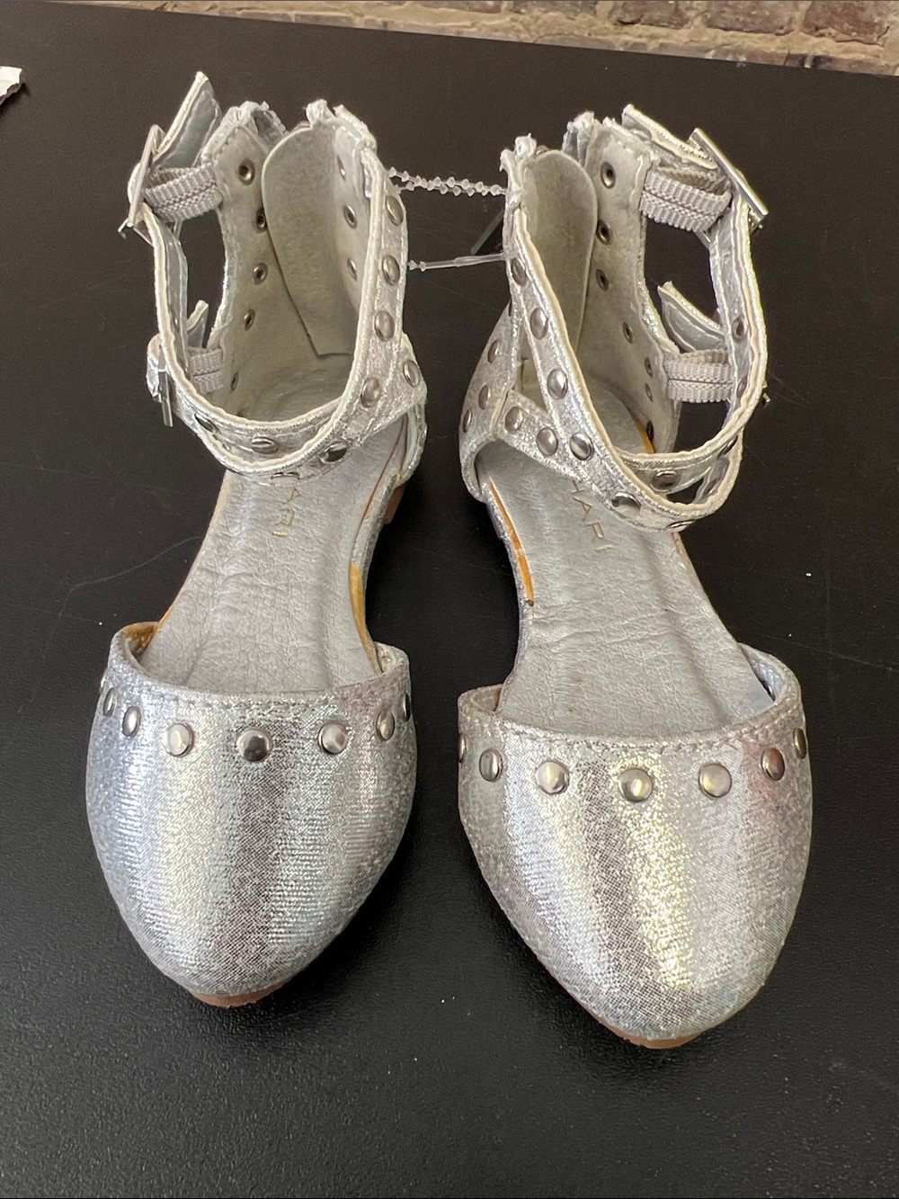 Tahari Silver Studded Ankle-Strap Dress Shoes for Kids